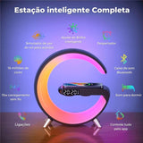 Luminária G-Speaker®️ Smart Station 2023 - Luminária, Auto Falante e Carregador Sem Fio - Adeus Cabos - O auge